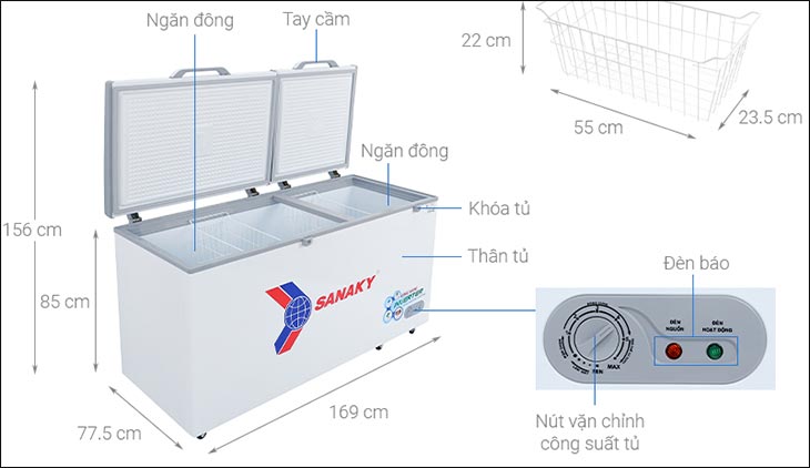 Tủ đông Sanaky Inverter 530 lít VH-6699HY3