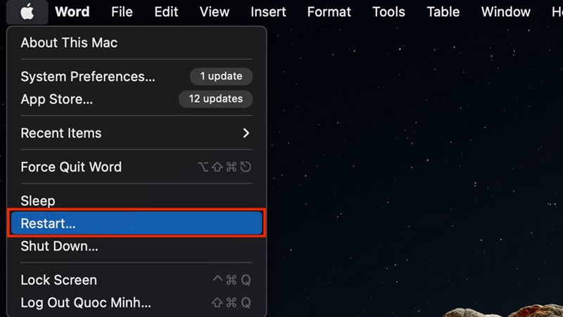 Khởi động lại máy tính