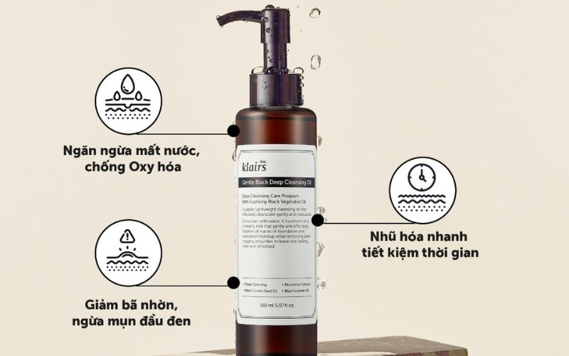 Hiệu quả của dầu tẩy trang Klairs Gentle Black Deep Cleansing Oil