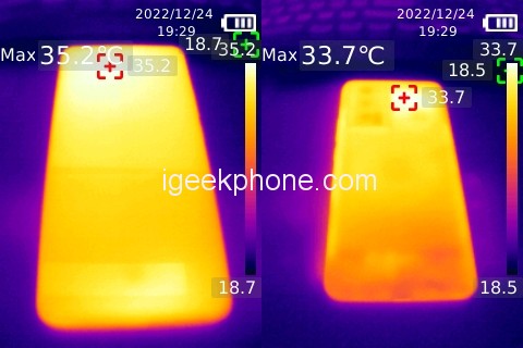 Nhiệt độ khi chơi game Glory of Kings trên Redmi K60.