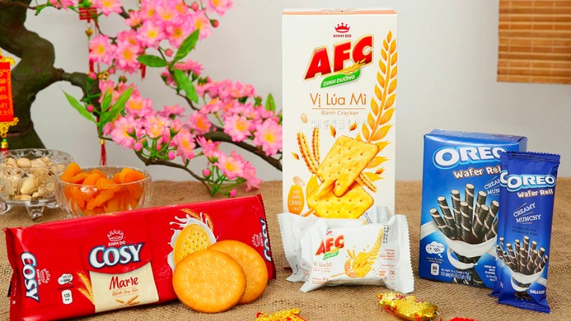 Bánh cracker AFC, bánh quy sữa Cosy Marie và bánh quế Oreo vị vani