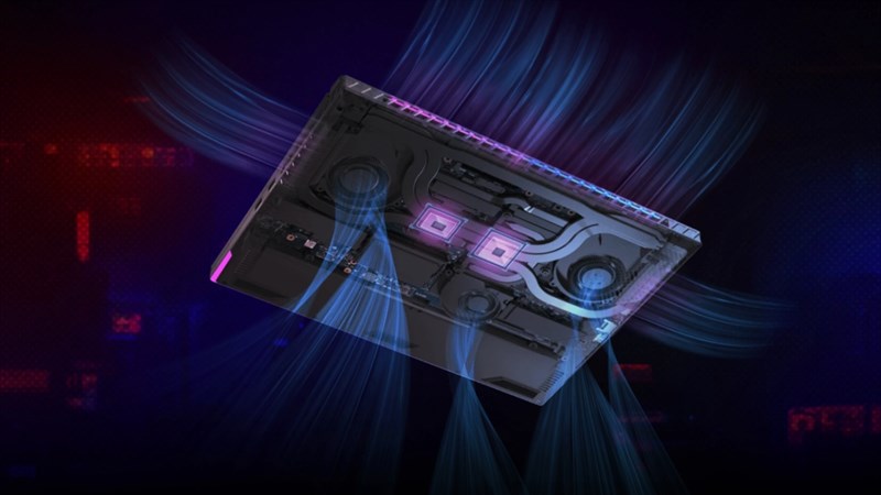 Hệ thống tản nhiệt trên ASUS ROG Strix SCAR 2023 Hệ thống tản nhiệt trên ASUS ROG Strix SCAR 2023