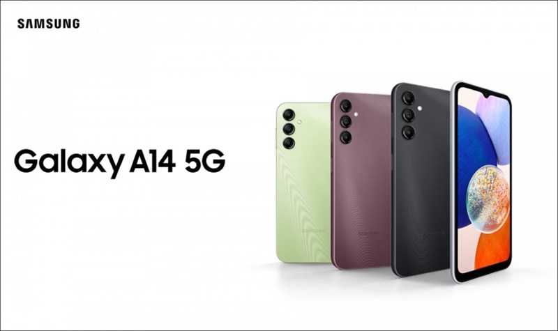 Galaxy A14 5G sẽ có 3 tuỳ chọn màu sắc là Xanh lục, Đen và Đỏ đậm