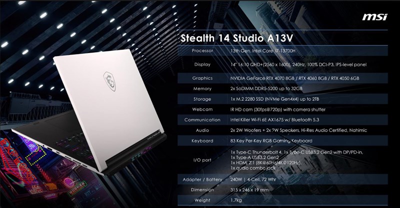 MSI giới thiệu dòng laptop Stealth Studio tại CES 2023 MSI giới thiệu dòng laptop Stealth Studio tại CES 2023
