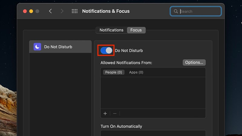 Bật chế độ tập trung