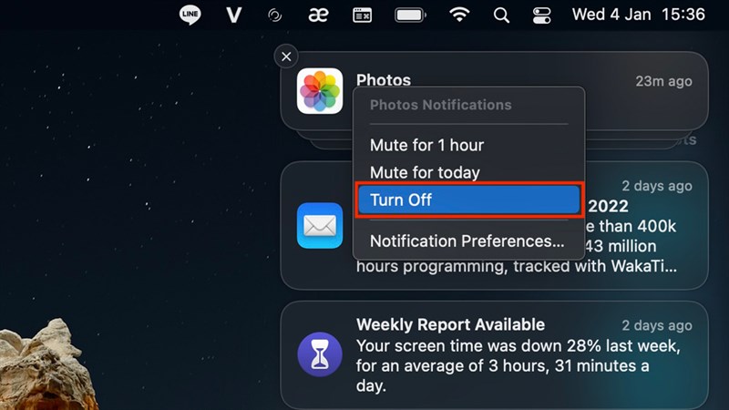 Tắt nhanh thông báo ứng dụng