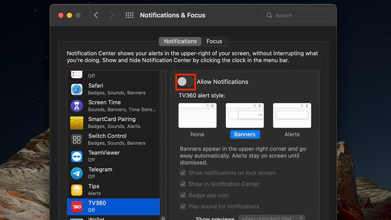 Tắt thông báo ứng dụng