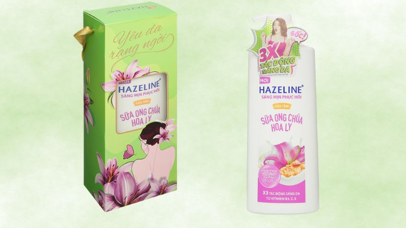 Hộp quà sữa tắm Hazeline sữa ong chúa hoa ly 995ml