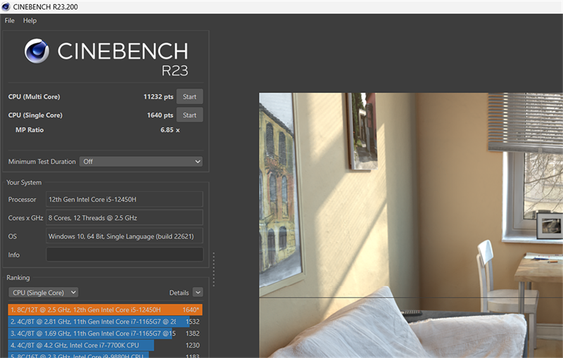 Điểm Cinebench R23 của ASUS TUF Dash F15 2022. Điểm Cinebench R23 của ASUS TUF Dash F15 2022.