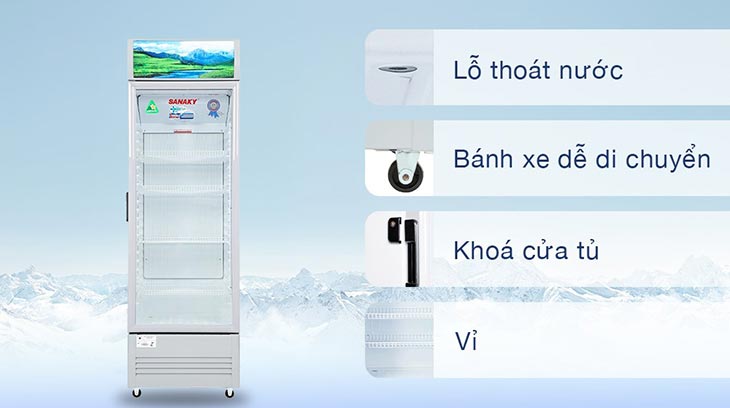 Lỗ thoát nước sẽ giúp dễ dàng hơn trong thao tác vệ sinh tủ mát