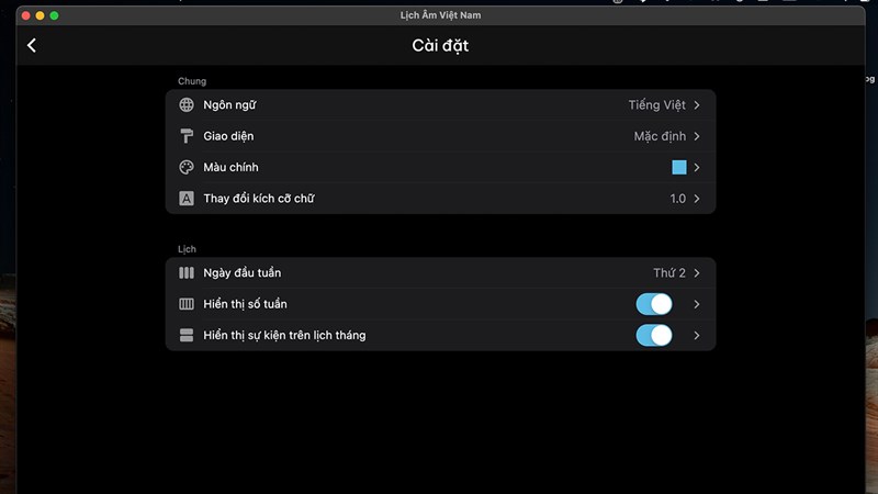 Tuỳ chỉnh lịch âm
