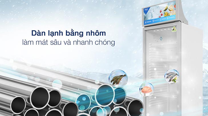 Tủ mát Aqua có dàn lạnh bằng nhôm làm lạnh nhanh