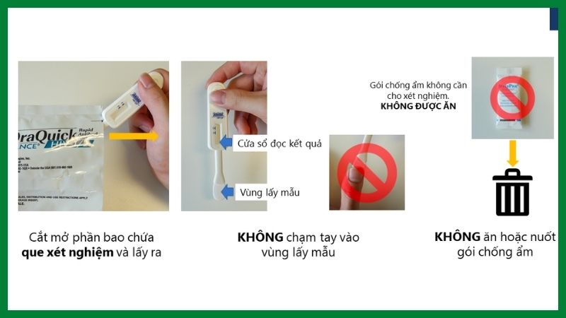 Cắt mở bao bì lấy que xét nghiệm ra