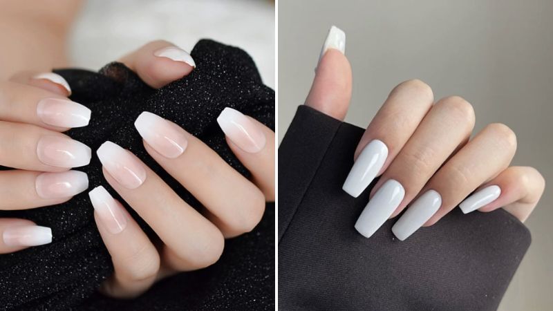 Mẫu nail đơn giản màu trắng