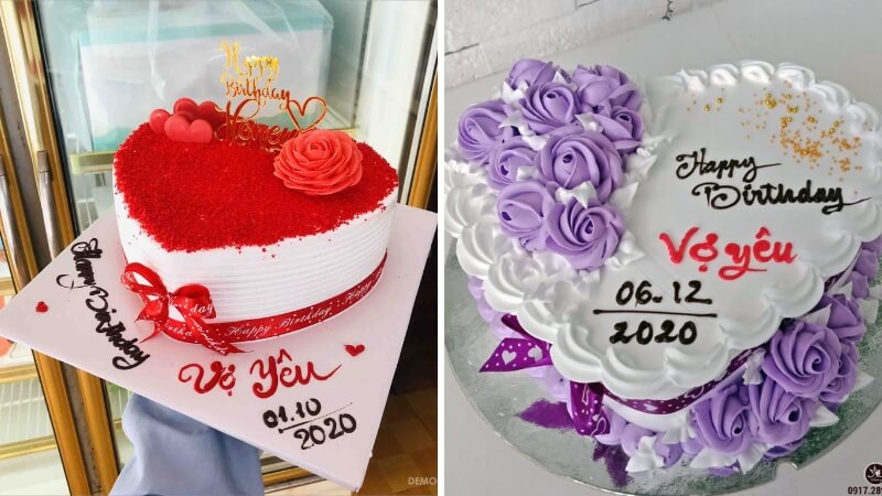 Mẫu bánh sinh nhật tặng vợ hình trái tim