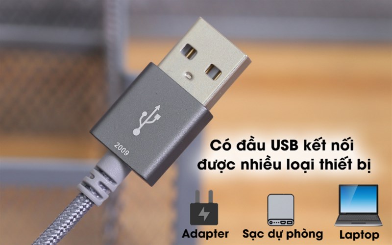  Cáp Lightning MFI 1 m Mbest DS949-WB Xám giảm 30%