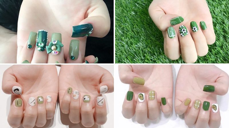 Mẫu nail đơn giản sang trọng màu xanh