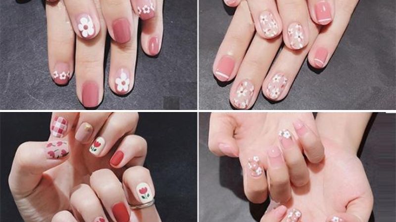 Mẫu nail vẽ hoa đơn giản cho các cô nàng yêu sự tinh tế