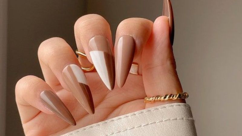 Mẫu nail nâu - trắng