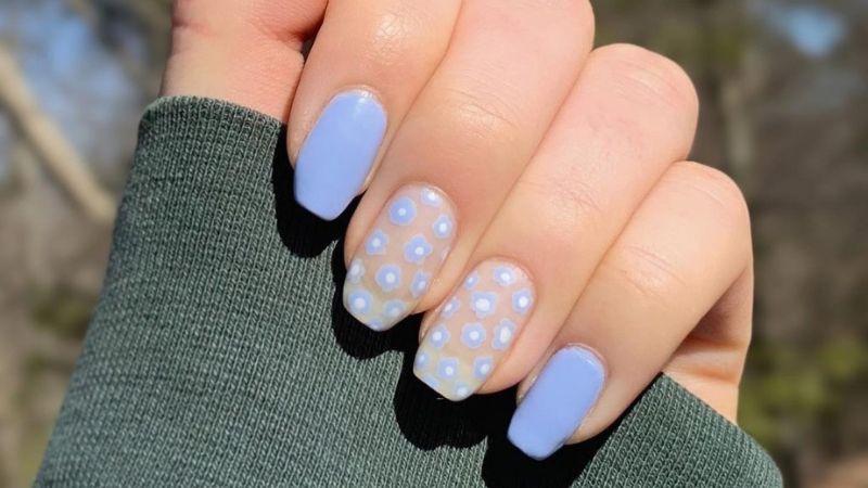 Mẫu nail xanh pastel