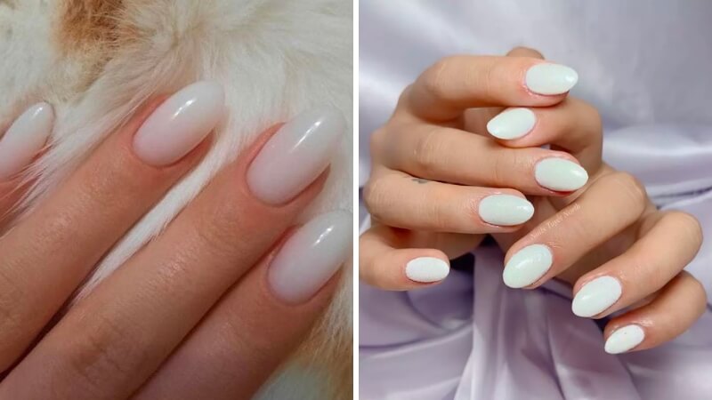 Nail màu trắng sữa nổi bật, ấn tượng