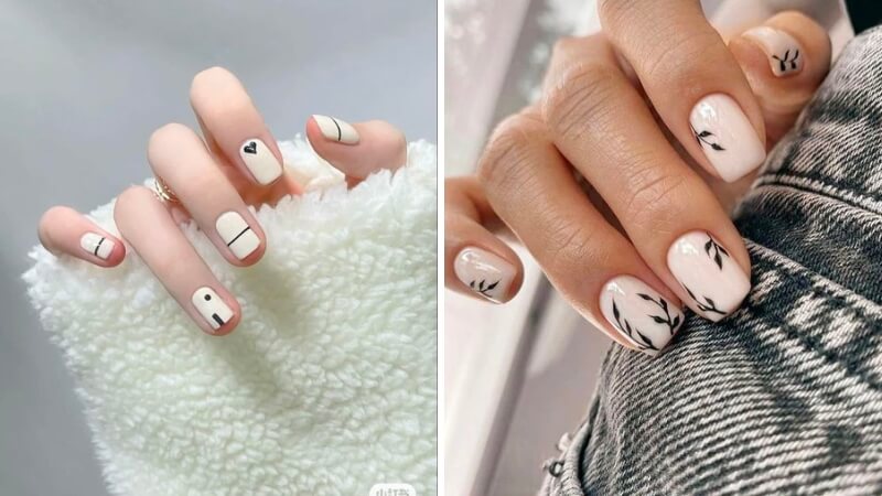 Nail màu trắng họa tiết đơn giản dành cho các cô nàng