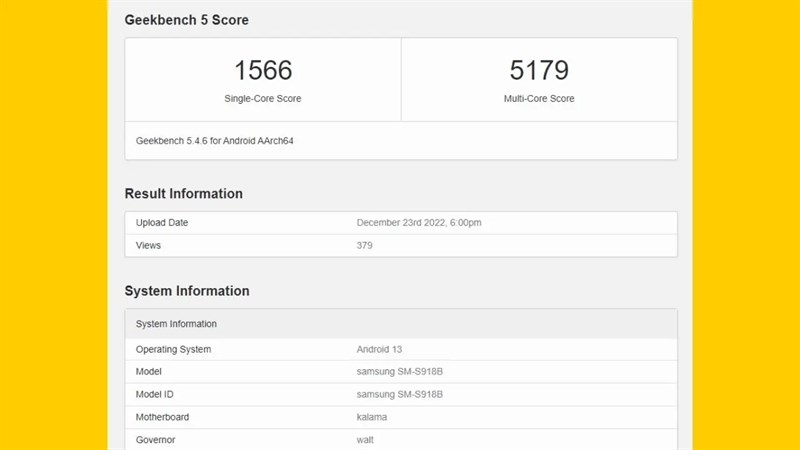 Điểm số Geekbench sơ bộ trên S23 Ultra