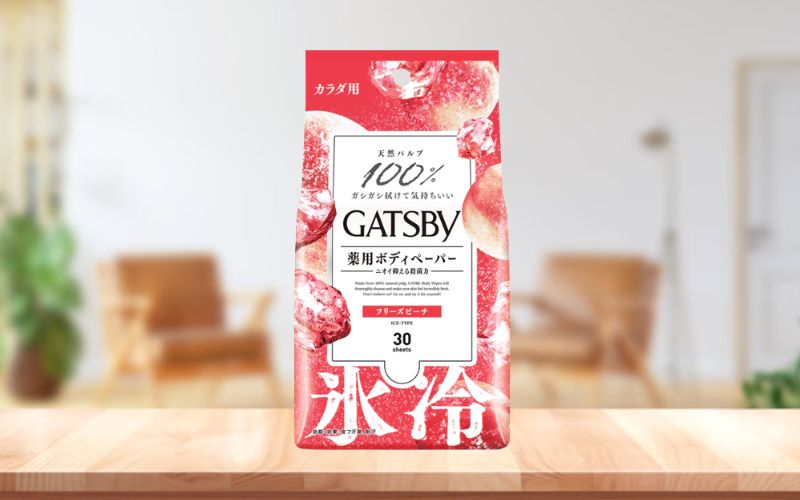 Khăn ướt Gatsby Ice-Type Deodorant Body Wipes Freeze Peach U