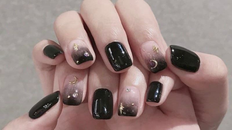 Nail dài viền đen  Nối mi