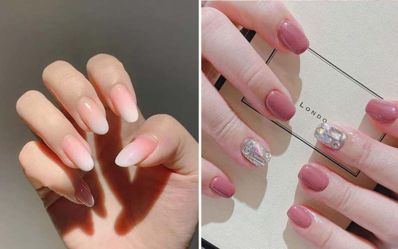 Sơn thạch nail hồng cute