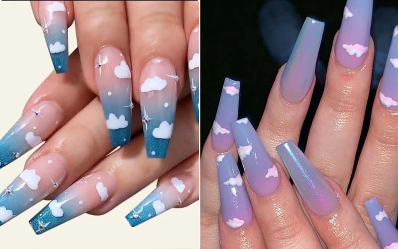 Sơn thạch nail họa tiết bầu trời nổi bật