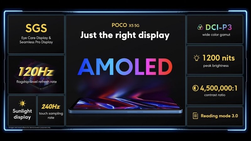 POCO X5 5G năm nay được tập trung khá nhiều vào khả năng hiển thị khi sở hữu màn hình AMOLED kích thước 6.67 inch, độ phân giải 1.080 x 2.400 pixel.