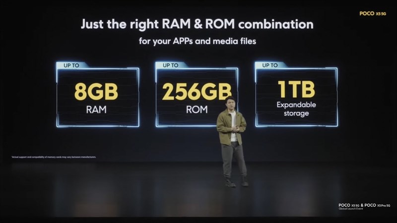 POCO X5 5G cũng được trang bị RAM 6 GB hoặc 8 GB và hai tùy chọn bộ nhớ trong 128 GB và 256 GB.