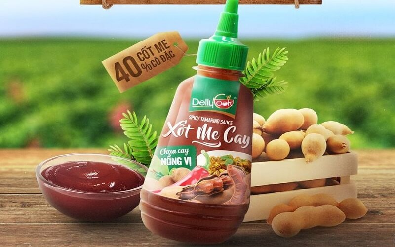 Xốt Me Cay DellyCook là loại sốt me làm từ 40% cốt me