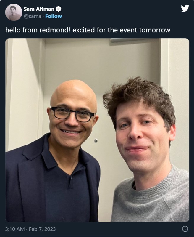 CEO của OpenAI (phải) và CEO của Microsoft (trái) CEO của OpenAI (phải) và CEO của Microsoft (trái)