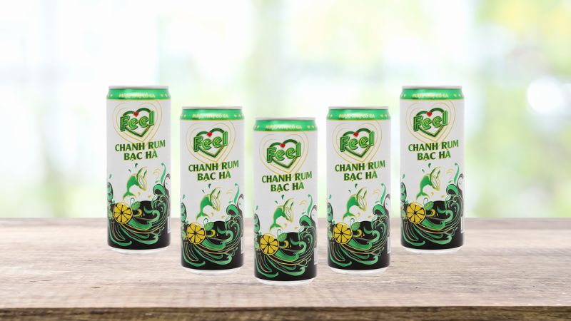 Rượu nhẹ cocktail có ga Feel Chanh Rum bạc hà 4.5%