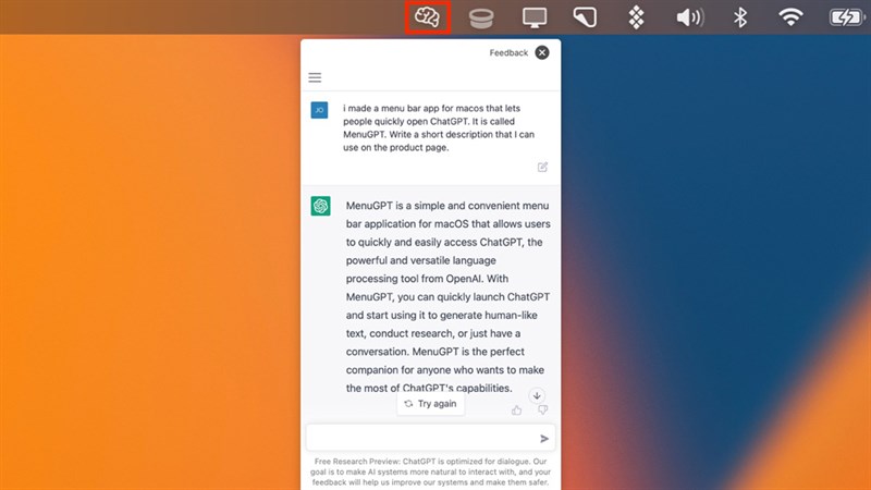 Cách sử dụng ChatGPT ngay trên thanh Menu Bar MacBook Hướng dẫn sử dụng ChatGPT ngay trên thanh Menu Bar MacBook
