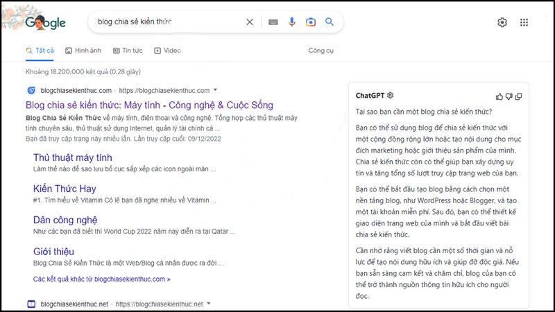 Cách sử dụng chung ChatGPT với Google
