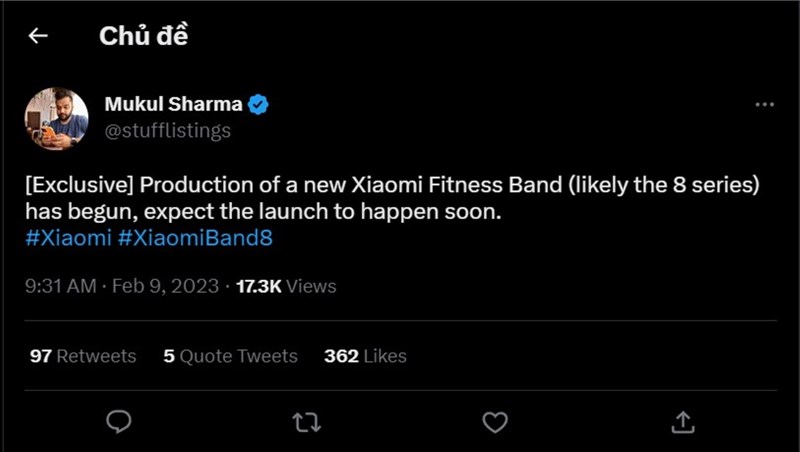 Bài đăng tiết lộ về Mi Band 8 của Mukul Bài đăng tiết lộ về Mi Band 8 của Mukul
