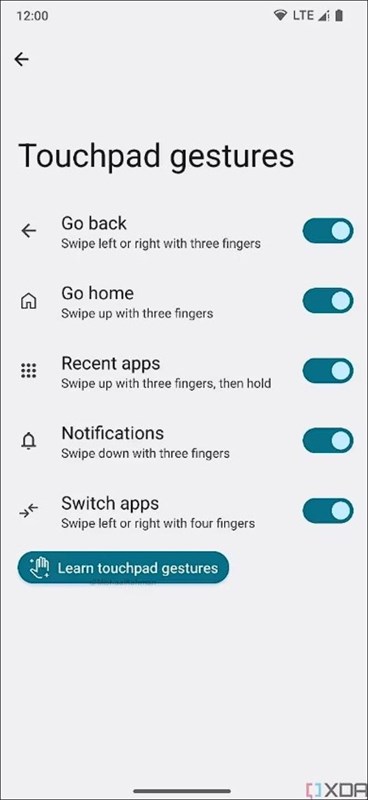 Các cài đặt cử chỉ mới cho Tounchpad trên Android 14 Các cài đặt cử chỉ mới cho Tounchpad trên Android 14