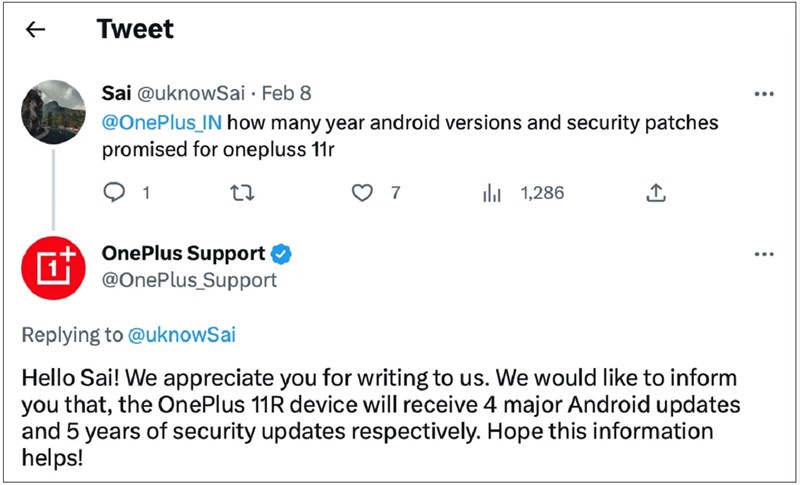 OnePlus khẳng định OnePlus 11R 5G có thể cập nhật 4 bản Android và 5 bản vá bảo mật 
