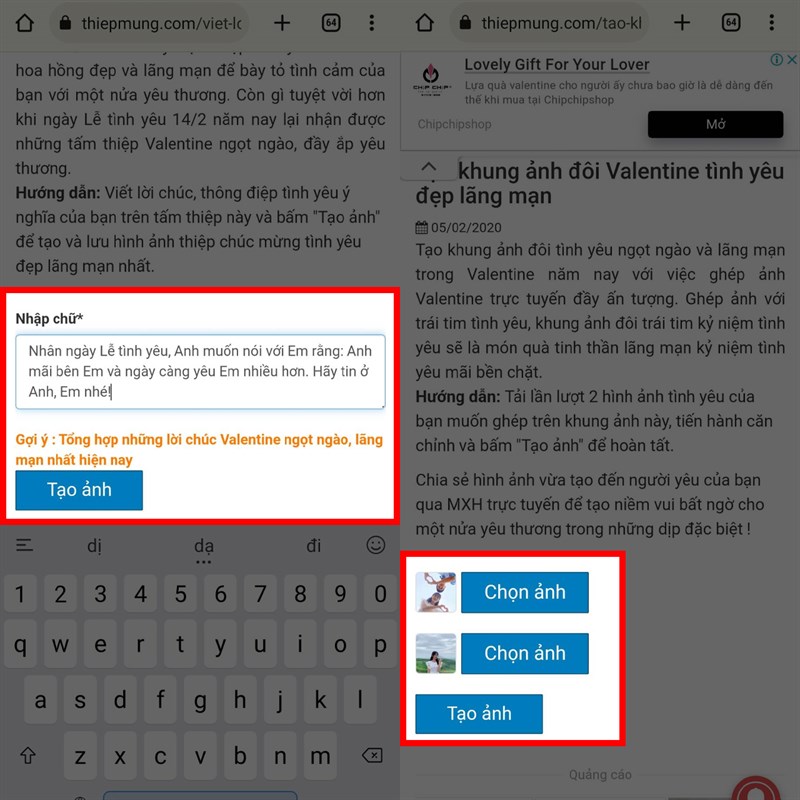 Hướng dẫn cách tạo thiệp Valentine online