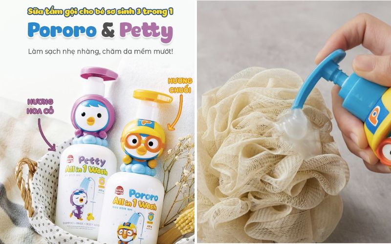 Hướng dẫn sử dụng sữa tắm 3 trong 1 Pororo & Petty