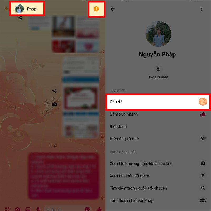 Cách đổi chủ đề Valentine trên Messenger