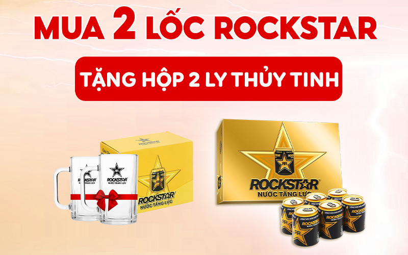 mua 2 lốc Rocstar được tặng hộp 2 ly thuỷ tinh