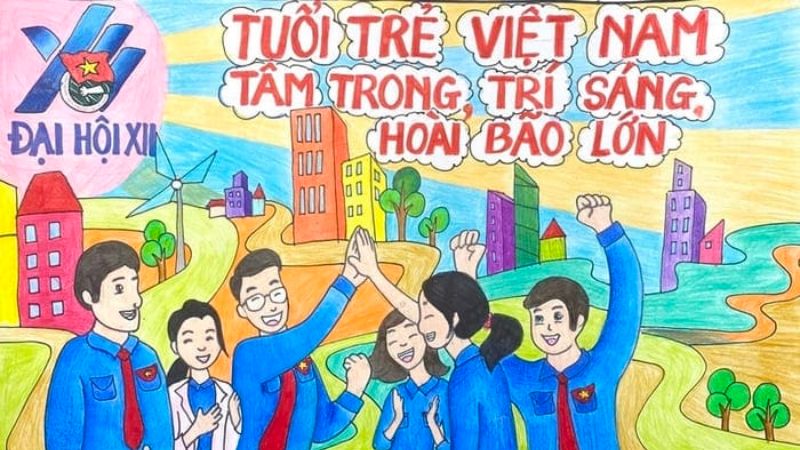 Tranh vẽ đẹp kỷ niệm ngày thành lập Đoàn TNCS Hồ Chí Minh