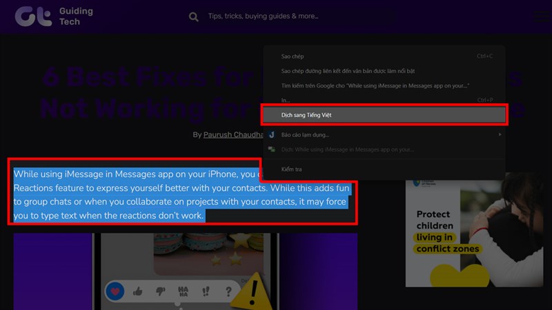 Cách dịch đoạn văn bản sang tiếng Việt trên Chrome
