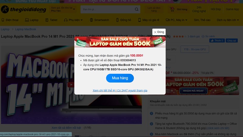 Cách săn mã giảm giá khi mua laptop tại TGDĐ Cách săn mã giảm giá khi mua laptop tại TGDĐ