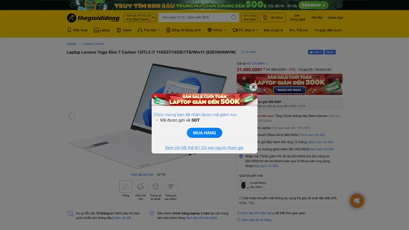 Cách săn mã giảm giá khi mua laptop tại TGDĐ Cách săn mã giảm giá khi mua laptop tại TGDĐ