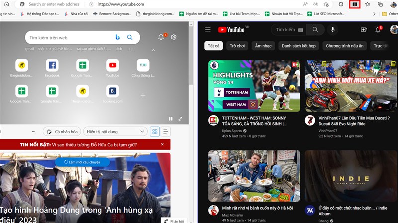 Cách duyệt 2 trang web cùng lúc trên Microsoft Edge Cách duyệt 2 trang web cùng lúc trên Microsoft Edge